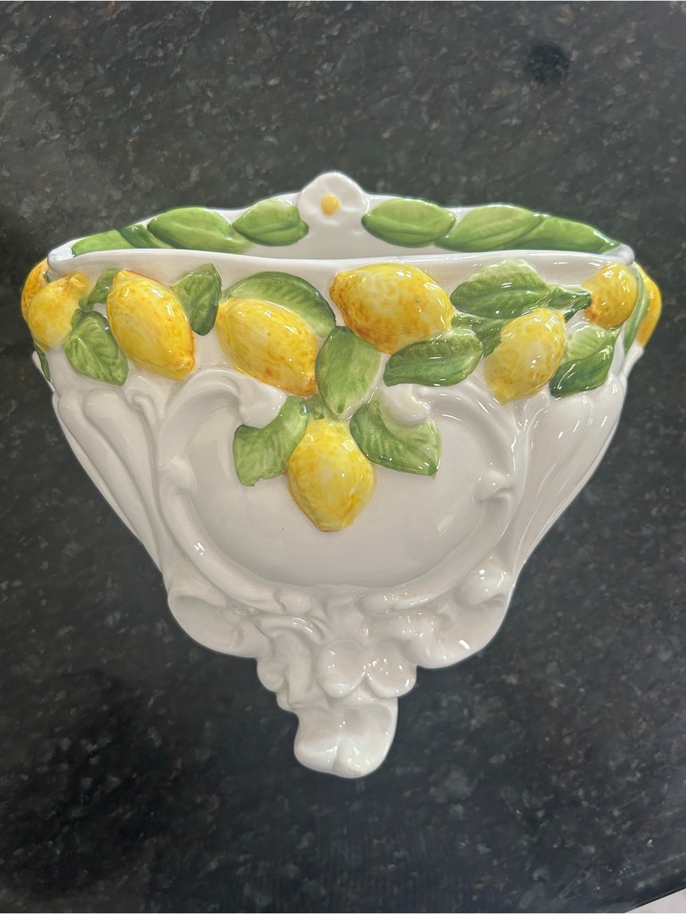 Rare Vintage Carraro Pottery Italy lemons wall pocket planter